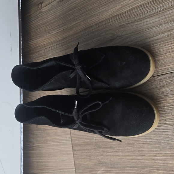 J. Crew Factory Black Suede Lace Up Wedge Booties - Picture 2 of 8